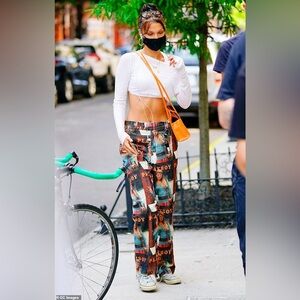 Bella Hadid style PLAYBOY Multicolor Graphic Women's jeans